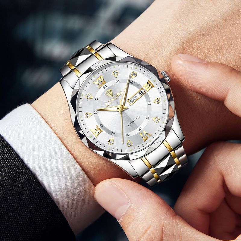 Longbo Zenith Diamond Business Stainless Steel Watch - Image 4