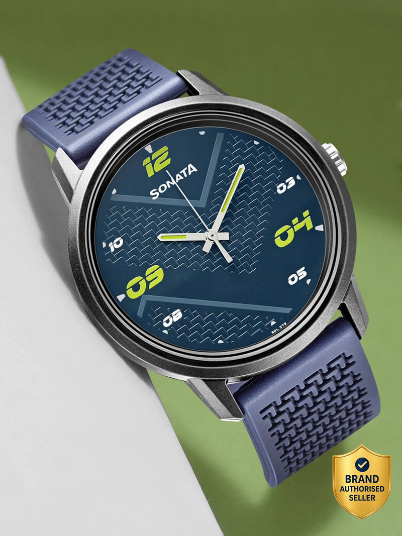 SONATA Sonata Volt Blue Dial Blue Polyurethane Strap Analog Watch  - For Men NT77085PP14W,NU77085PP14W