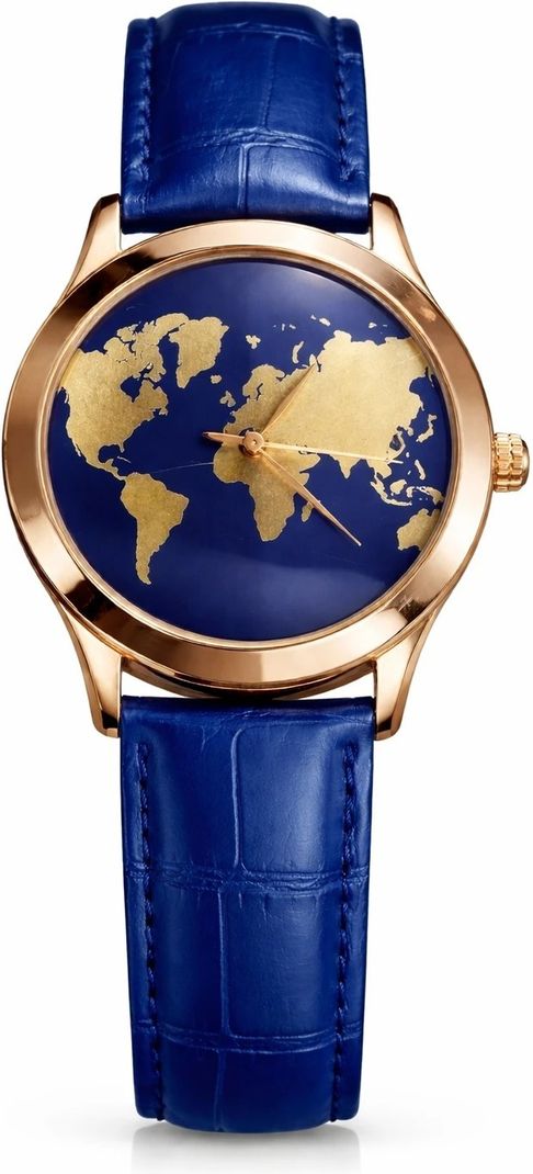 MOGUL World Face Dial Analog Watch Blue Leather - Image 2