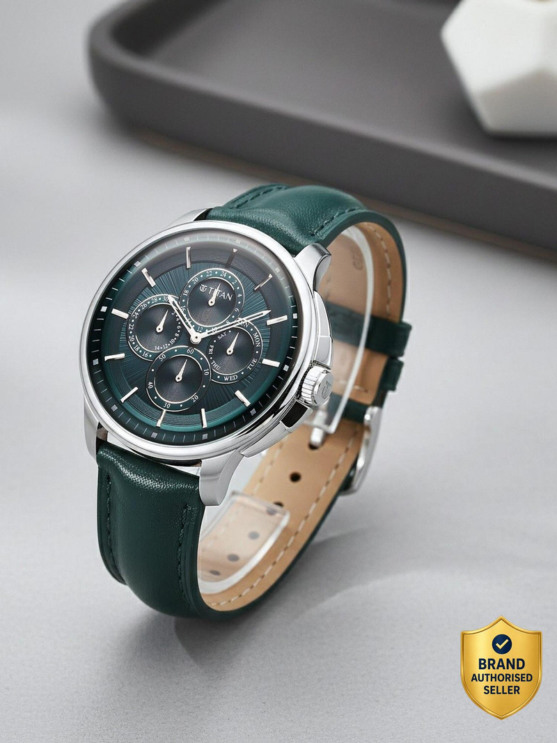 Titan Titan Classique Four Eye Multifunction Titan Classique Four Eye Multifunction Green Dial Watch For Men Analog Watch - For Men
