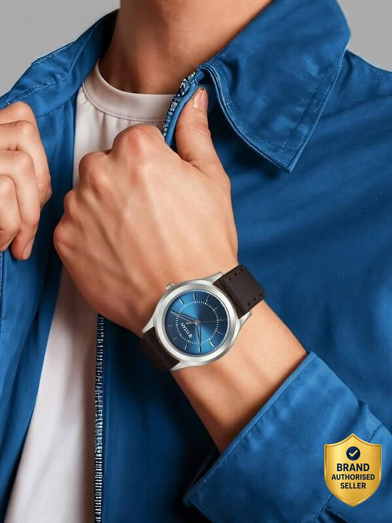 Titan Karishma Zing Karishma Zing Analog Blue Dial Brown Leather Strap Watch For Men Analog Watch - For Men