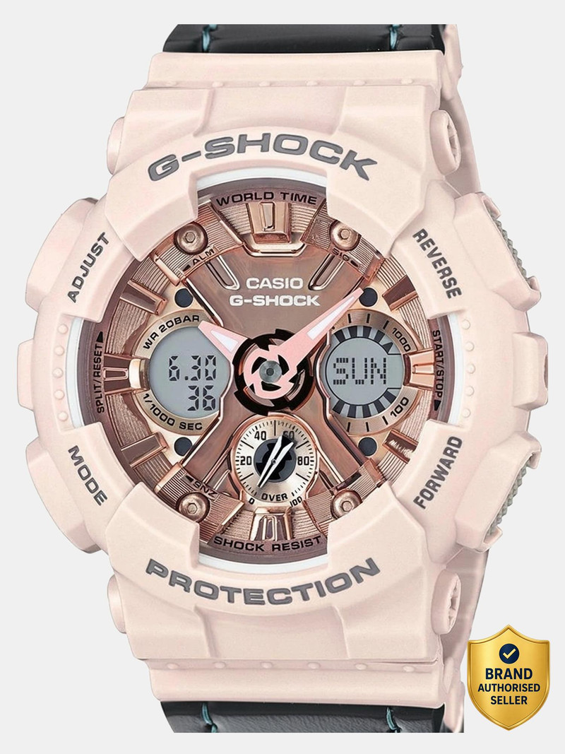 CASIO GMA-S120MF-4ADR G-SHOCK Rose Gold Dial Pink Resin Strap Analog-Digital Watch - For Women