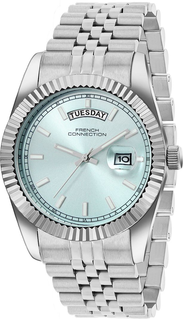 French Connection Light Blue Day and Date Modern Dial | Silver Stainless Steel Watch for Men Analog Watch - For Men FCND10SM - Image 5