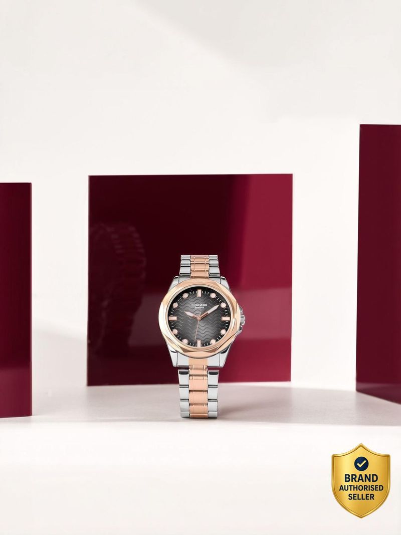 Sonata Poze 7 Black Dial Rose Gold Watch - Image 2