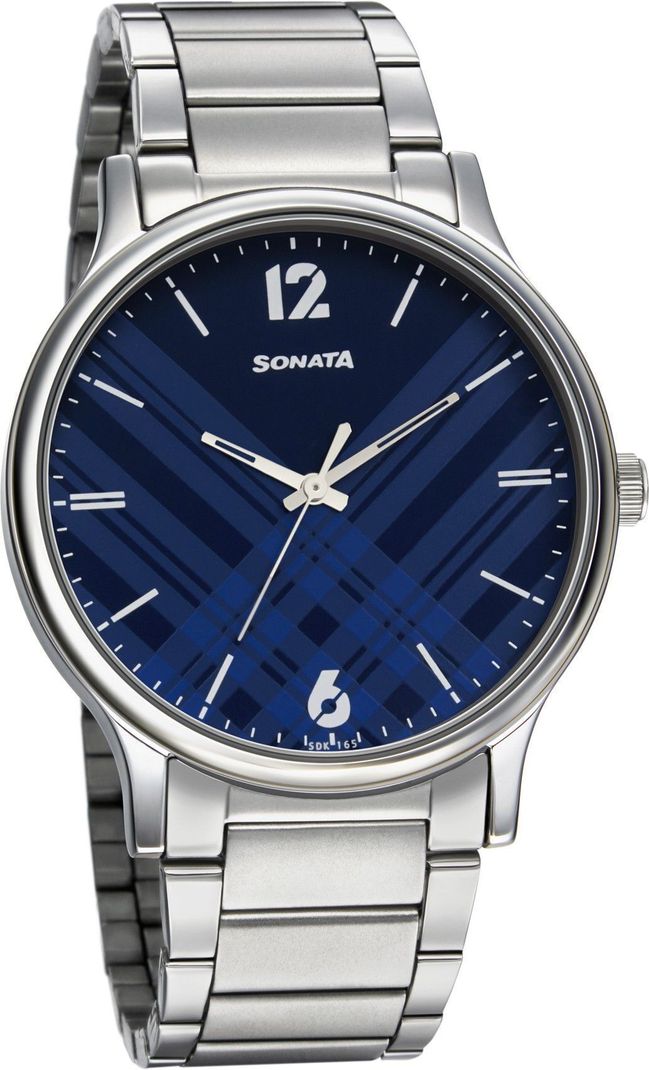 Sonata Smart Plaid Blue Dial Analog Watch for Men - Image 4