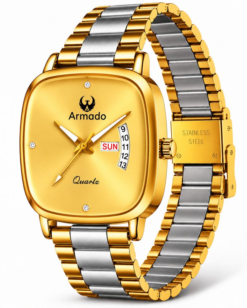 ARMADO Daniel Clarion Square Dial Day-Date Gold Watch - Image 4