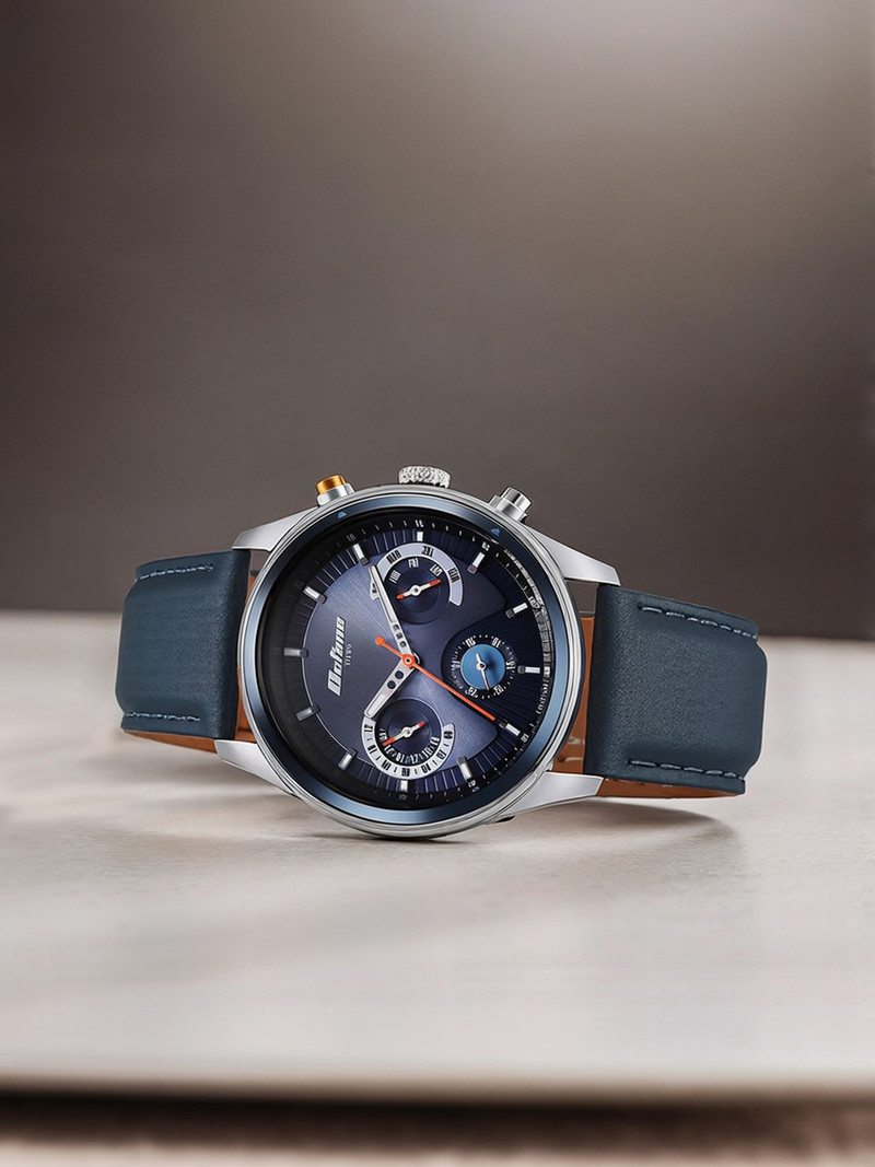 Titan Titan Octane Multifunction Blue Dial Blue Leather Strap Analog Watch  - For Men
