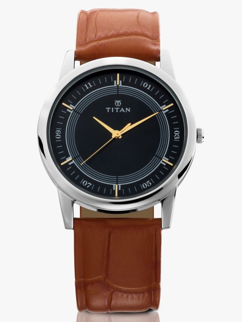 Titan Blue Dial Brown Leather Strap Analog Watch - Image 6