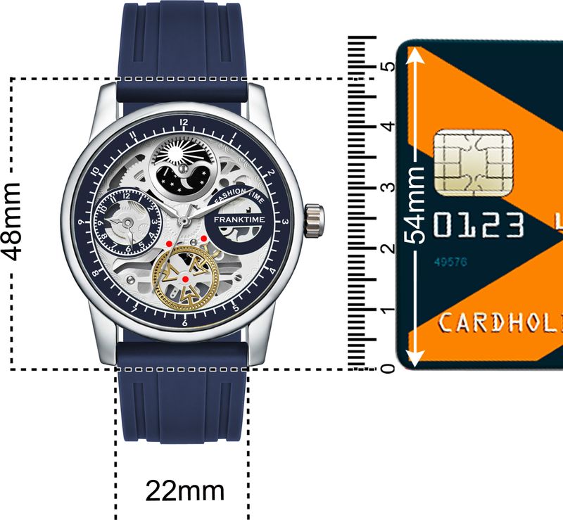 FRANKTIME Mens Wrist Watch | Premium Silicon Strap | Quartz Movement | Casual & Formal Analog Watch - For Men FT-0069 BLU - Image 5