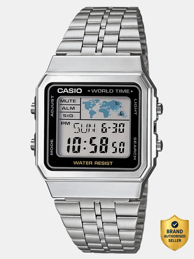 CASIO Vintage A500WA-1DF Black Dial Silver Stainless Steel Band Digital Watch  - For Men & Women D133