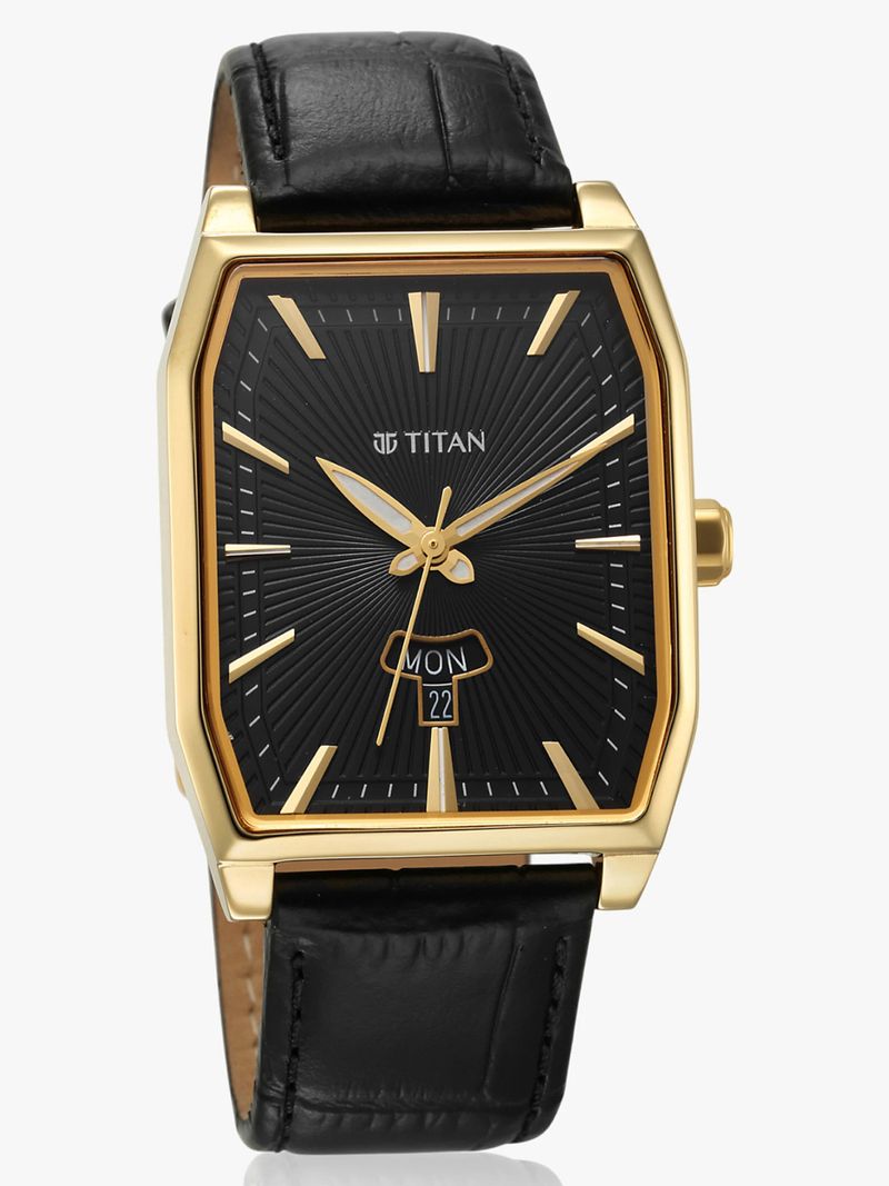 Titan Regalia Opulent Black Dial Black LeatherStrap Watch - Image 6