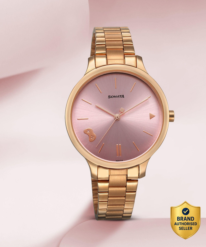 SONATA Play 4 Sonata Play Pink Dial Rose Gold Stainless Steel Strap Analog Watch  - For Women - Buy SONATA Play 4 Sonata Play Pink Dial Rose Gold Stai