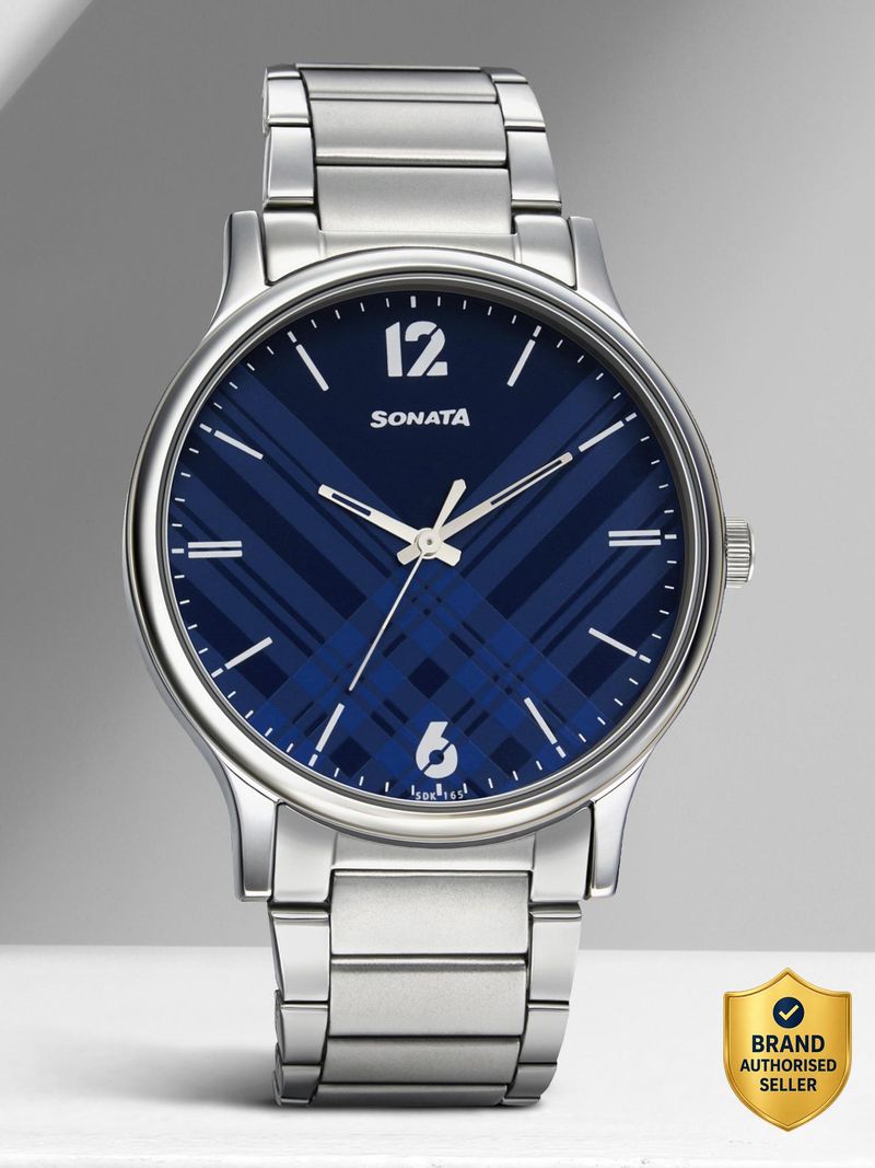Sonata Smart Plaid Blue Dial Analog Watch for Men - Image 2