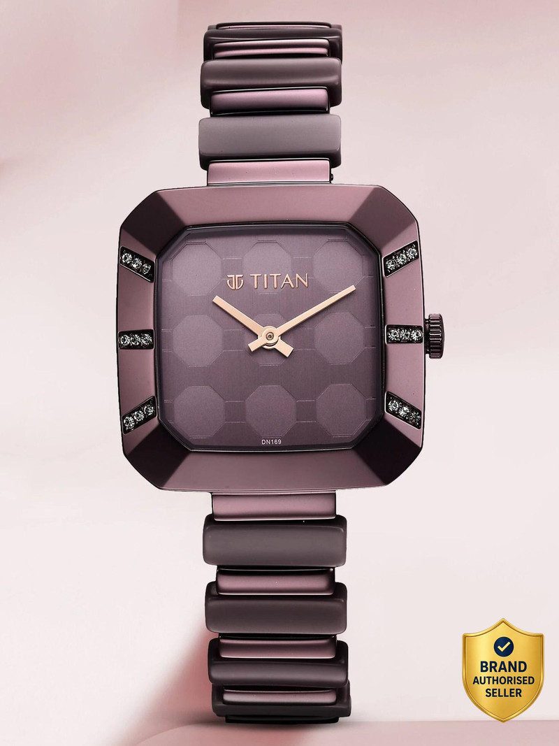 Titan Titan Glitz Purple Dial Multicolour Bimetal Strap Analog Watch  - For Women NS95208QD01,TH1791975W,95208QD01
