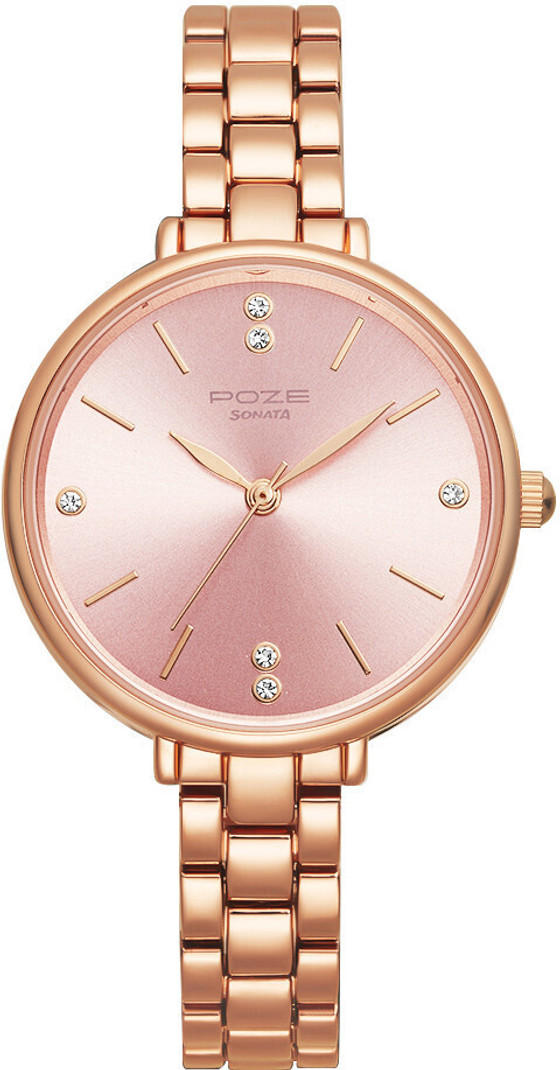 SONATA Poze Pink Dial Rose Gold Strap Analog Watch - For Women SP80018WM01W