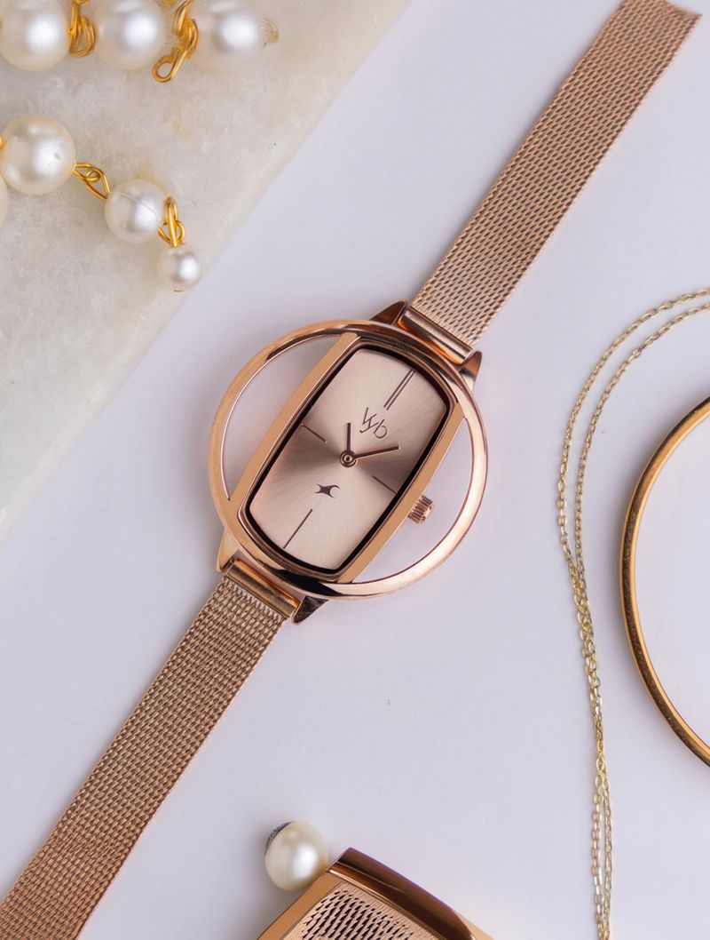 Fastrack Vyb Charmer Rose Gold Watch For Women FV60037WM01W - Image 2