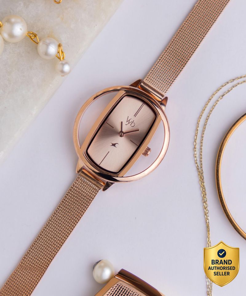 Fastrack Vyb Charmer Rose Gold Watch For Women FV60037WM01W - Image 4