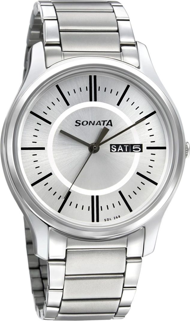 Sonata ESSentials Silver Dial Silver SS Strap Analog Watch For Men - Image 2