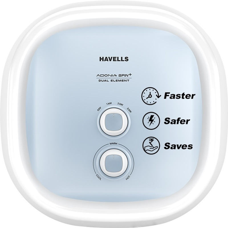 HAVELLS 25 L Storage Water Geyser (Adonia Spin+ 25, White, Blue) (White, Blue)