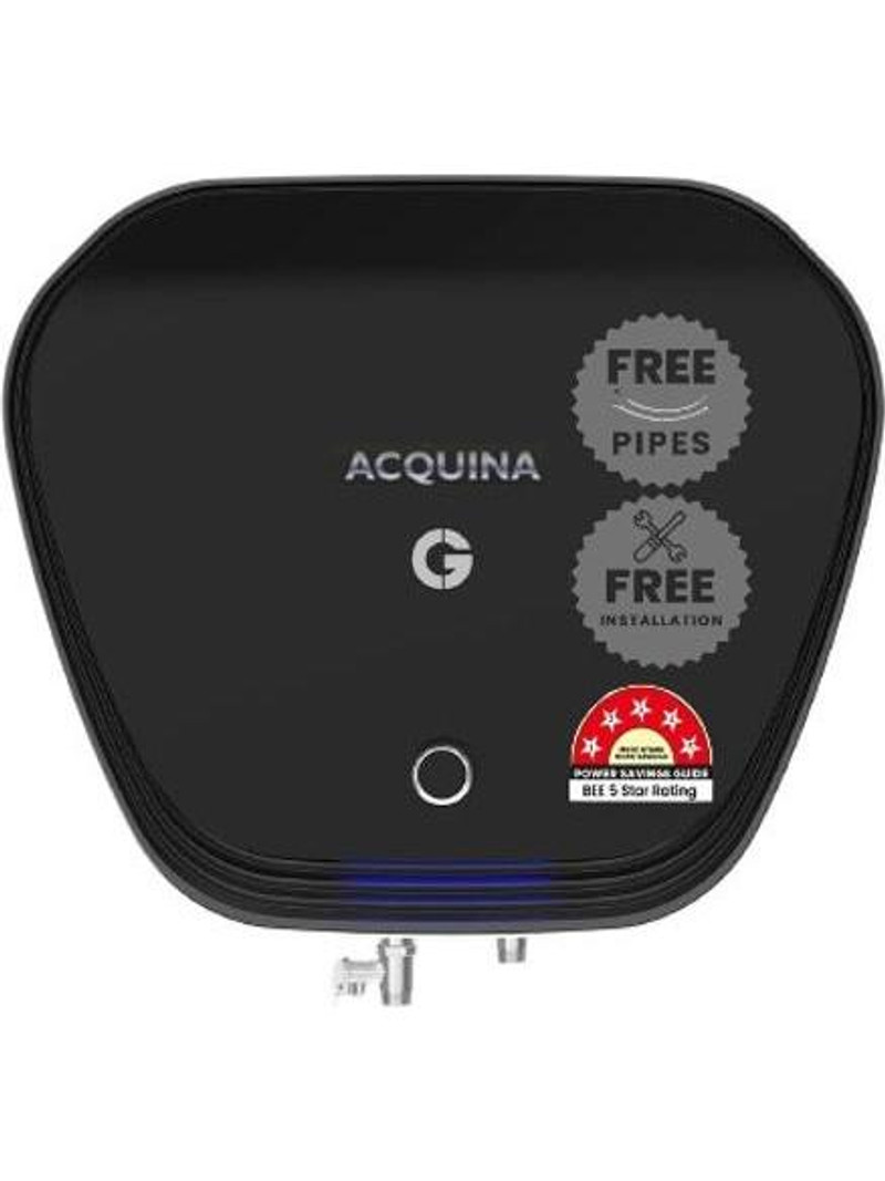 CG 25 L Storage Water Geyser | 5 Star BEE Energy Rating | Glassline Tanked | with Free Pipes and Free Installation (ACQUINA, Black) (Black)