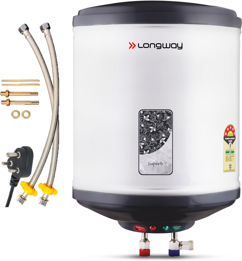 Longway 25 L Storage Water Geyser 5 Star BEE Energy Rating | SS Tank with Anti-Rust Coating | Multi Safety (Superb, Gray) Gray