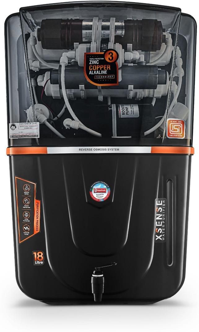 Aqua Fresh Smoke Audi 18 ltr drink pure India 1st BIS (IS 16240 :2023) CM/L8100159306 18 L RO + UV + UF + Copper + Alkaline + TDS Control Water Purifier