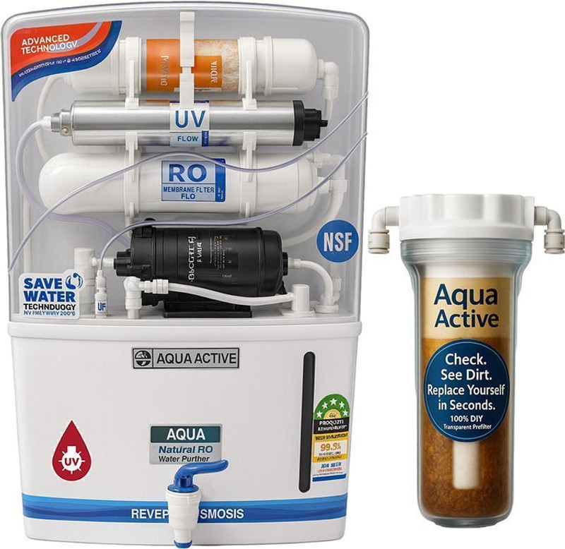 AquaActive 10 L RO Water Purifier black transparent