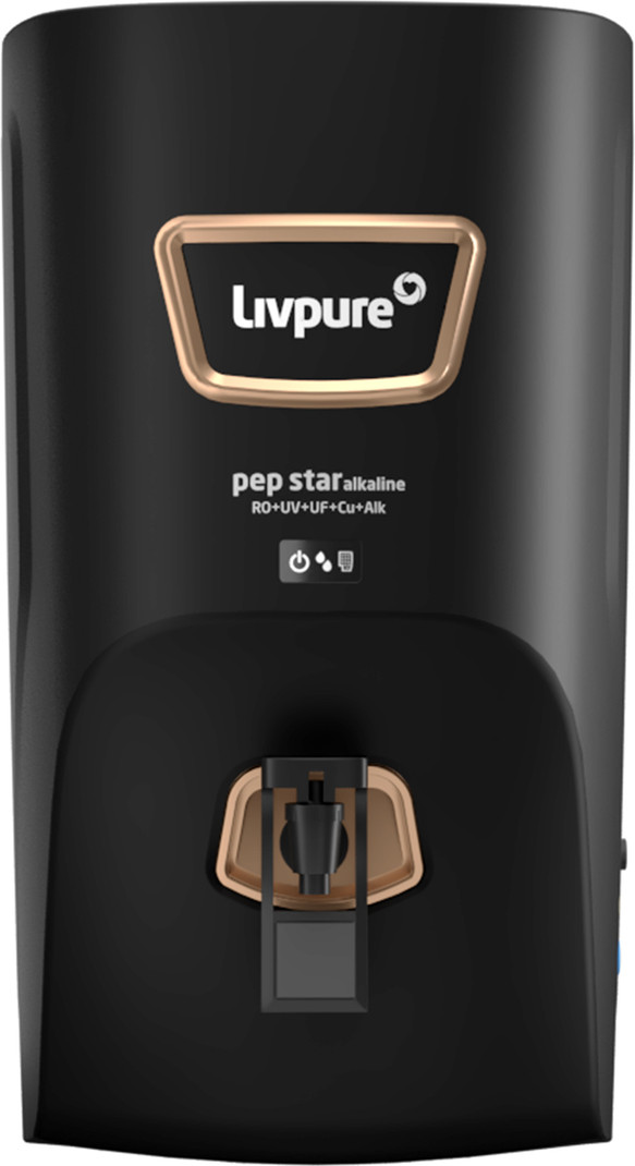 LIVPURE LIV-PEP-STAR-COPPER 7 L RO + UV + UF + Copper + Minerals Water Purifier Black