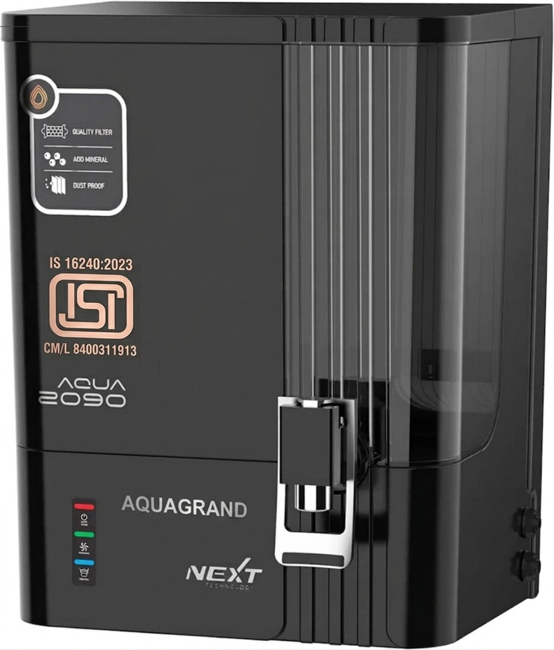 Aquagrand 2090 Model SMART LED Display Premium Water Purifier For Home and office 10 L RO + UV + UF + TDS Control Water Purifier Black