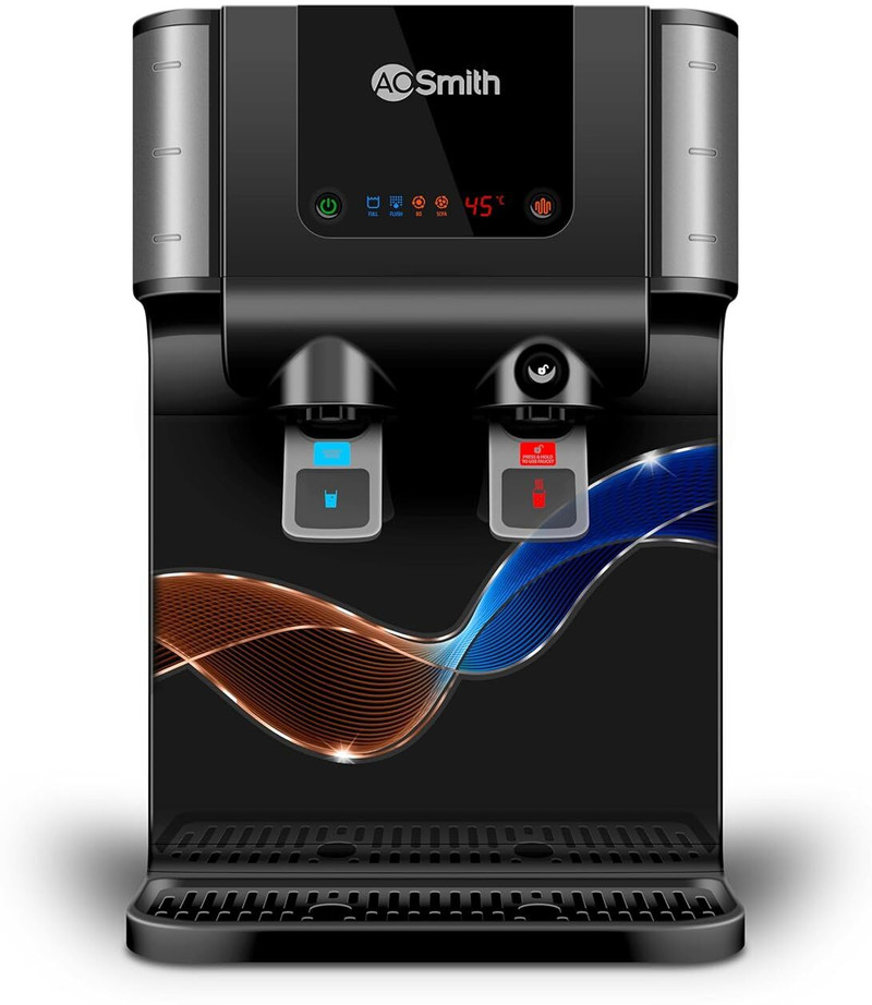 AO Smith Z9 Pro (Black) 10 L RO + Minerals Water Purifier | Hot + Normal Water| Baby-Safe Water with 8 Stage Purification| One Touch Dispensing| Wall Mount + Table Top Placement| Suitable for all - Borewell, Tanker, Municipality Water