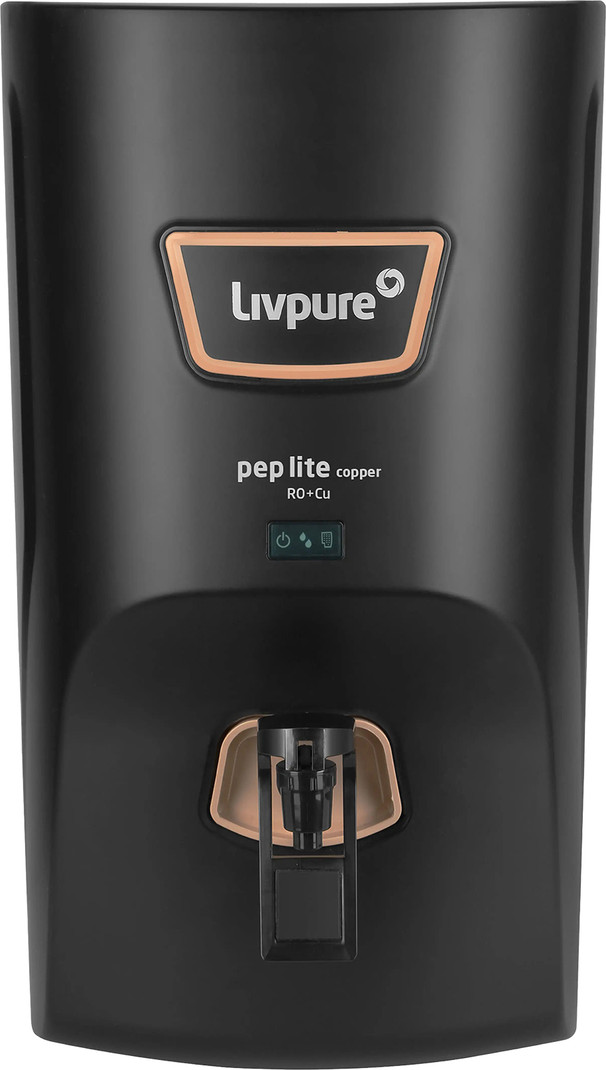 LivpureLIVPURE PEP LITE COPPER 7 L RO + Copper Water Purifier |6 Stage Water Purifier | Suitable for Borewell/Tanker/Municipal Water| (Black)