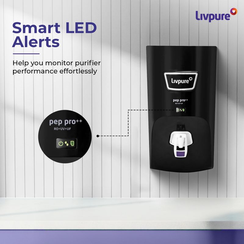 Livpure Pep-Pro Plus+ 7L RO+UV+UF Water Purifier Black - Image 6