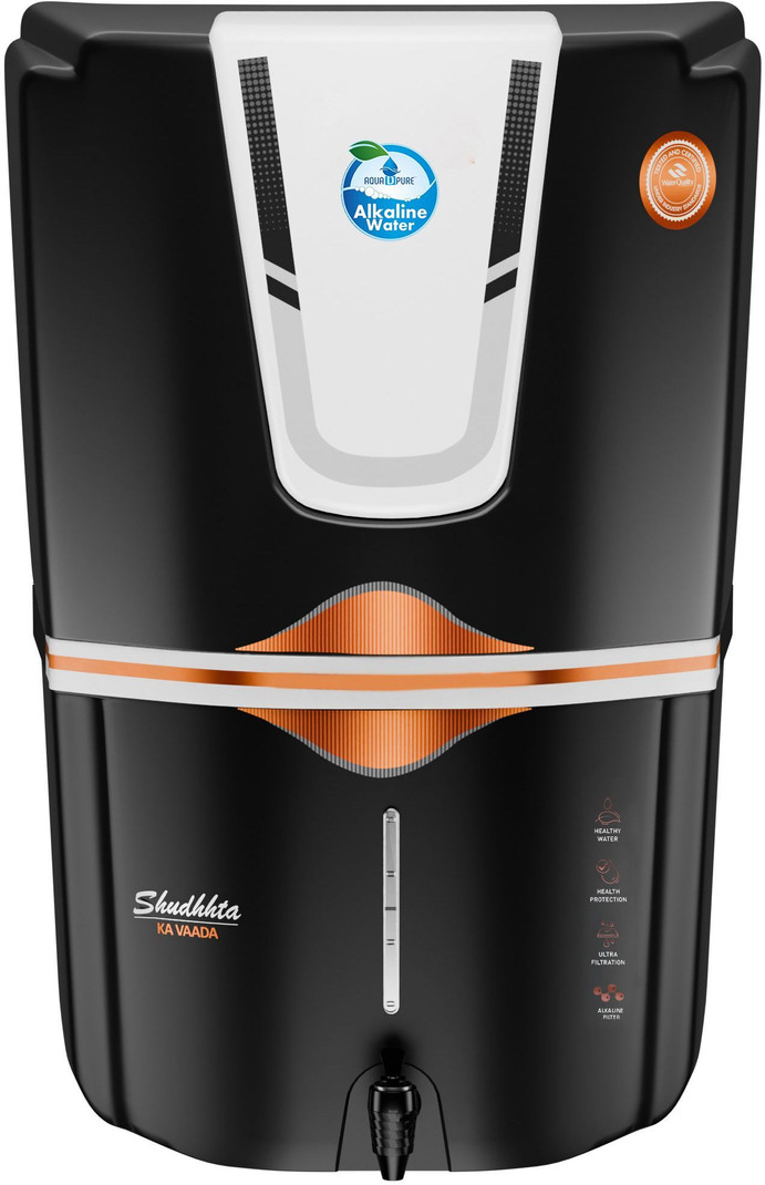 AquaDpure RO Water Purifier with Bio Alkaline and Aqua Copper 12 L RO + UV + UF + Copper + Alkaline + TDS Control Water Purifier Black