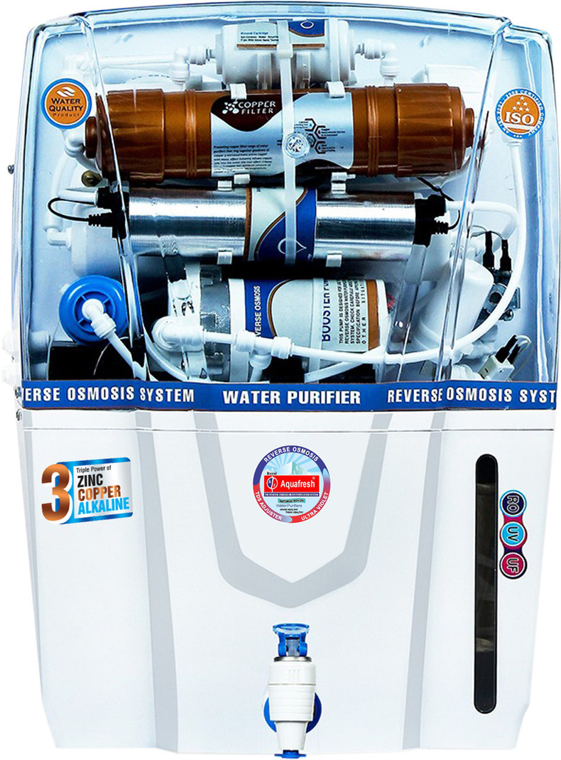 Aqua Fresh Copper audi 12 ltr +water filter 12 L RO + UV + UF + TDS Control Water Purifier with Prefilter (White)