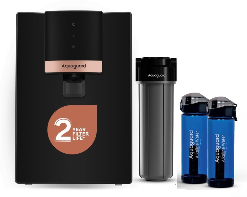 Aquaguard ENRICH NEO RO UV 2X +2ALK Botle +Mega Sediment Filter+3-in-1 Active Copper 6 L RO + UV + Copper Water Purifier Black