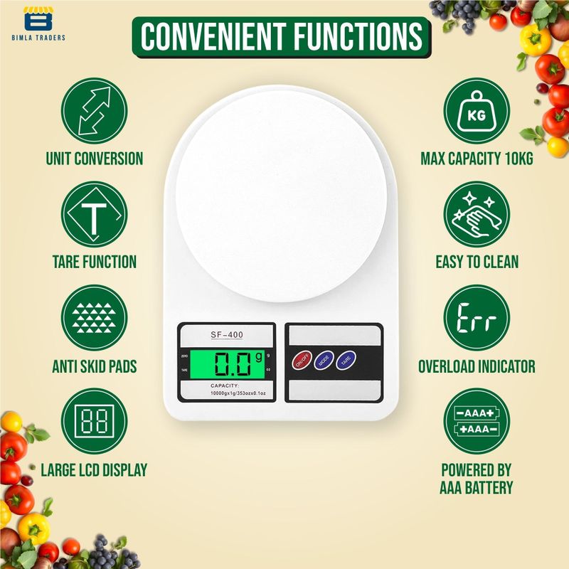 Btag SF-400 WEIGHING SCALE_10KG Weighing Scale (White) - Image 4