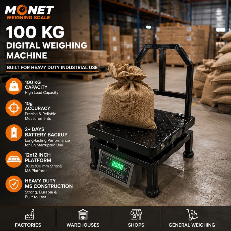 MONET 100 kg Portable Weighing Machine 12*12 Inch - Image 3