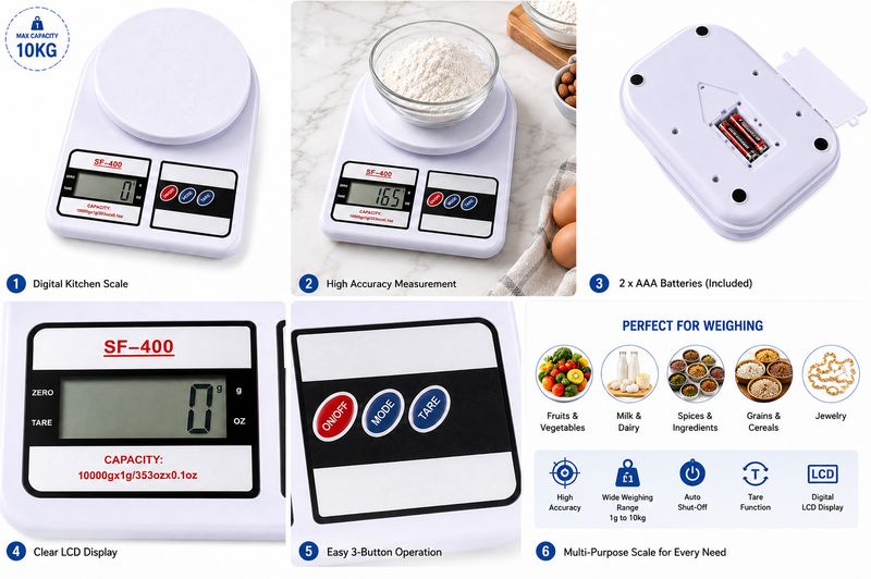 SOFTELLO SF-400 10kg Digital Weighing Scale - Image 4