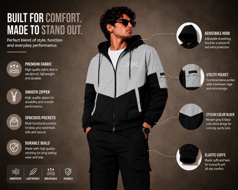 ZYRONA Men Colorblock Casual Jacket - Image 6