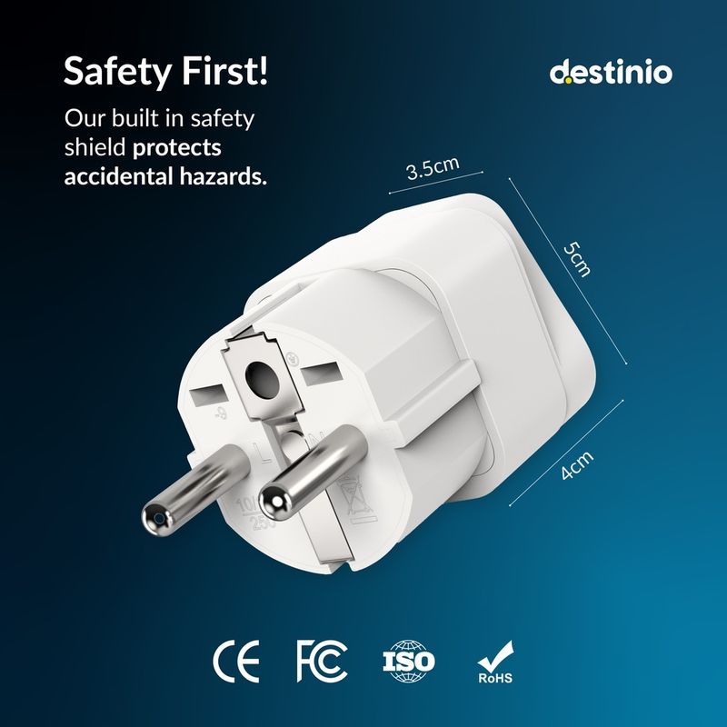 Destinio India to Europe Type E/F Plug 1-Socket - Image 3