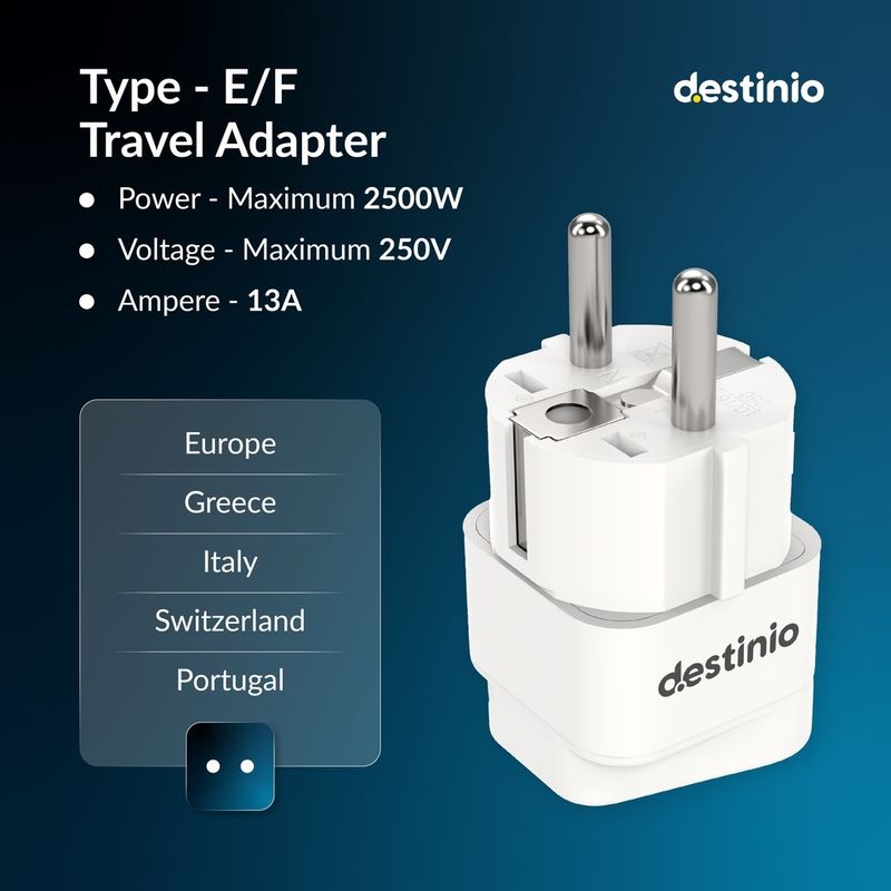 Destinio India to Europe Type E/F Plug 1-Socket - Image 4