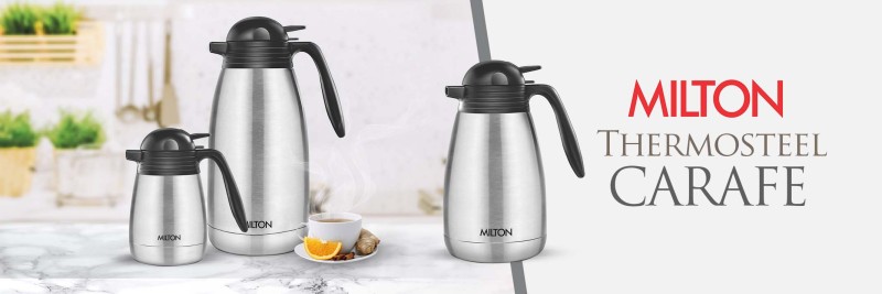 Milton Thermosteel Classic Vaccum Insulated Thermal Carafe 1000 mL | 34 oz  | Serving Tea Coffee, Press & Pour Lid, 24 Hours Hot & Cold, 304 Stainless