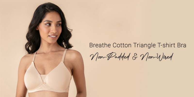 Buy Breathe Cotton Padded Wireless Triangle Tshirt Bra 3/4th