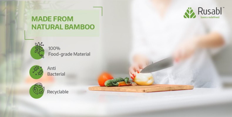 Bamboo Chopping Board with Metal Handle – Rusabl