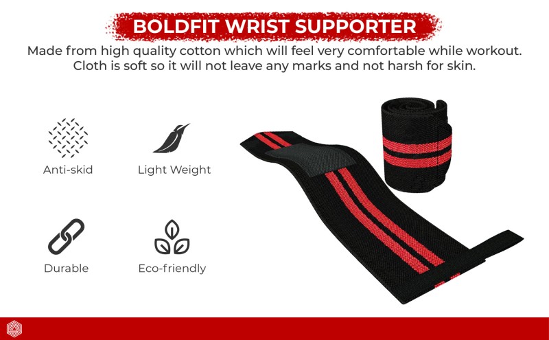 Boldfit Cotton Wrist Band for Men & Women, Wrist Supporter for Gym
