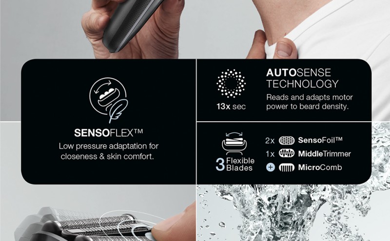 SensoFlex Series Shaver 61-N1000S Braun Wet Foil 6 Braun For for Dry - Men Shaver Electric Men, &