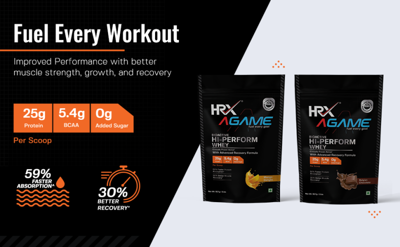 HRX AGame Bioactive Hi-Perform Whey, 25g Protein, 5.5g BCAAs, 907g Whey  Protein Price in India - Buy HRX AGame Bioactive Hi-Perform Whey, 25g  Protein, 5.5g BCAAs, 907g Whey Protein online at