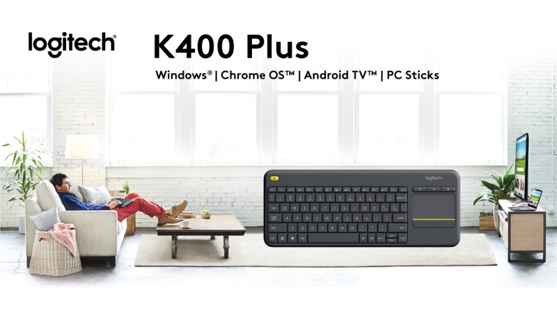 Logitech K400 with Touchpad Connected to TV Customizable Multi