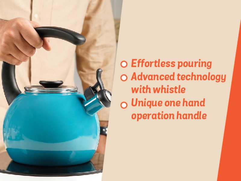 Circulon Enamel On Steel Whistling Tea Kettle 1.9 Liters, Navy -  PotsandPans India