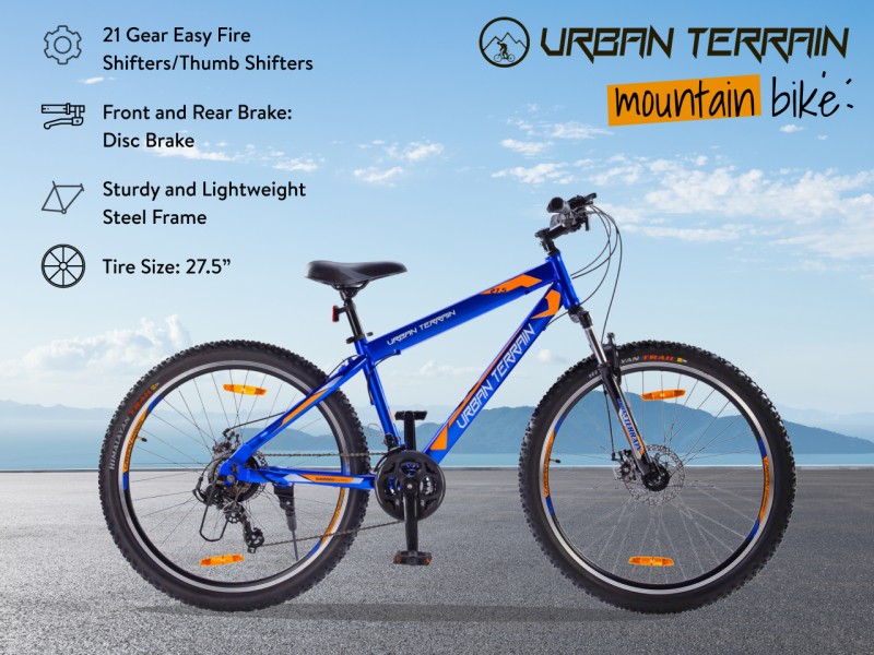 Urban Terrain Shimano Geared Cycles for Men with Front Suspension